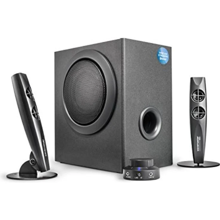Wavemaster STAX BT 2.1 Lautsprecher System (46 Watt) mit Bluetooth-Streaming Aktiv-Boxen Nutzung für TV-Tablet-Smartphone-PC schwarz (66211) – Bild 1