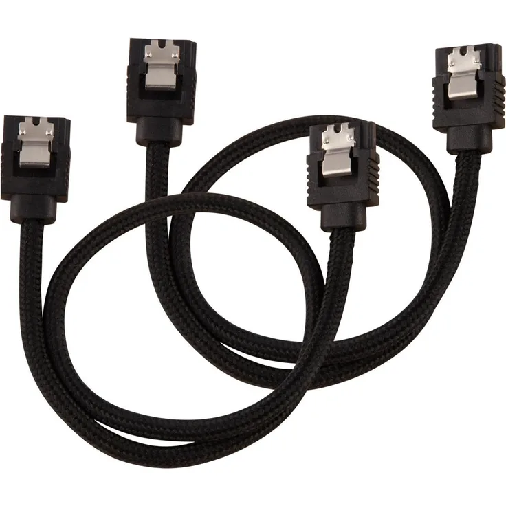 CORSAIR Premium Sleeved - SATA-Kabel - Serial ATA 150/300/600 - SATA (M) bis SATA (M) - 30cm - Schwarz (CC-8900248) - Preisvergleich