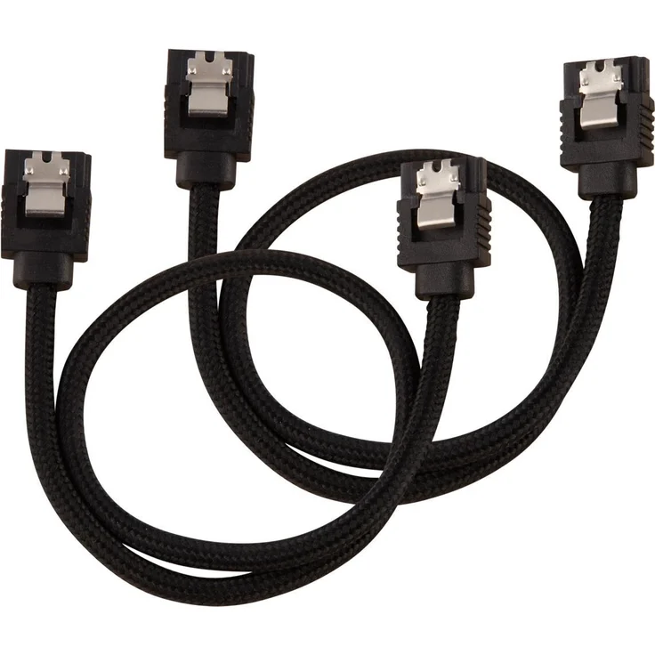 CORSAIR Premium Sleeved - SATA-Kabel - Serial ATA 150/300/600 - SATA (M) bis SATA (M) - 30cm - Schwarz (CC-8900248) - Preisvergleich – Bild 1