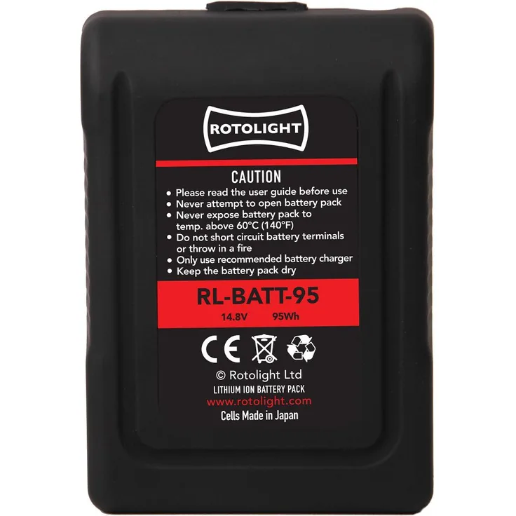 Rotolight RL-BATT-95 V-Mount Li-Ion Akku mit 95Wh und D-Tap Anschluss für Anova Pro Flächenleuchte schwarz