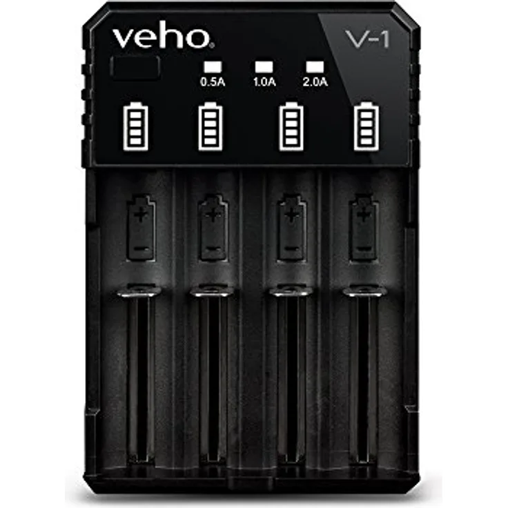 Veho Pebble V-1 USB-Ladegerät, X4 Kanäle, Überladeschutz, Anti-Reverse-Laden, LED-Anzeige, Schwarz (VPP-011-V1)