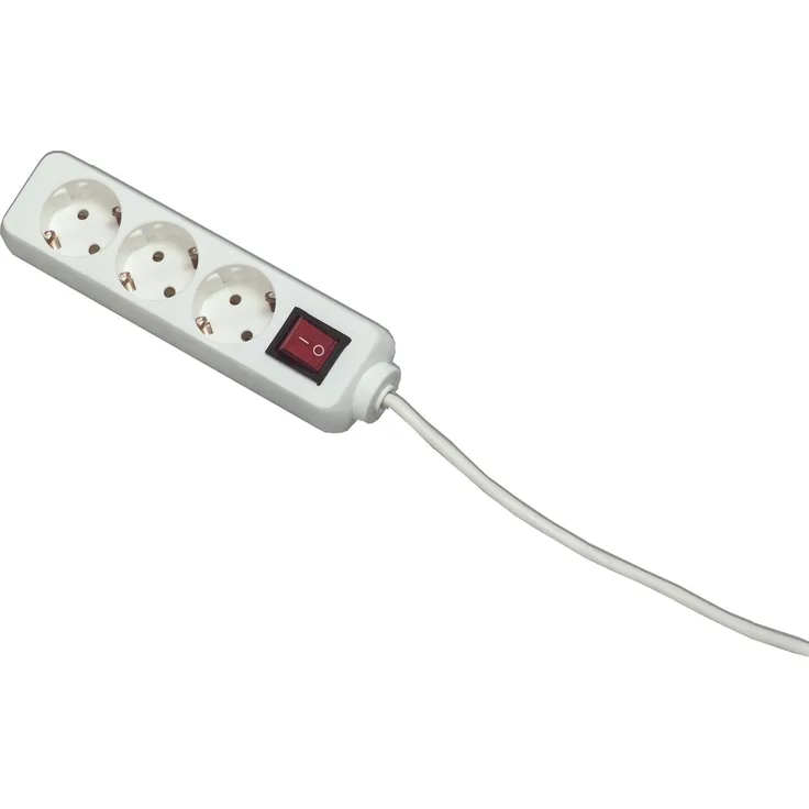 UNITEC Steckdosenleiste 3-Fach mit Schalter, 1.4 m, weiß, 445211