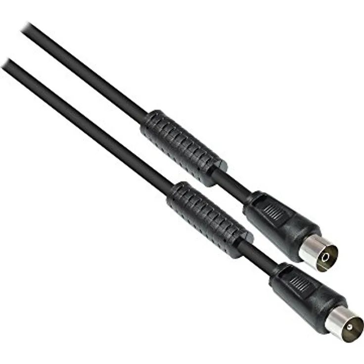 Good Connections SAT TV Antennenkabel - Koax Stecker an Koax Buchse - 2x Mantelstromfilter (Ferritkern), Doppelschirmung, Schirmmaß > 95dB - schwarz, 3 m