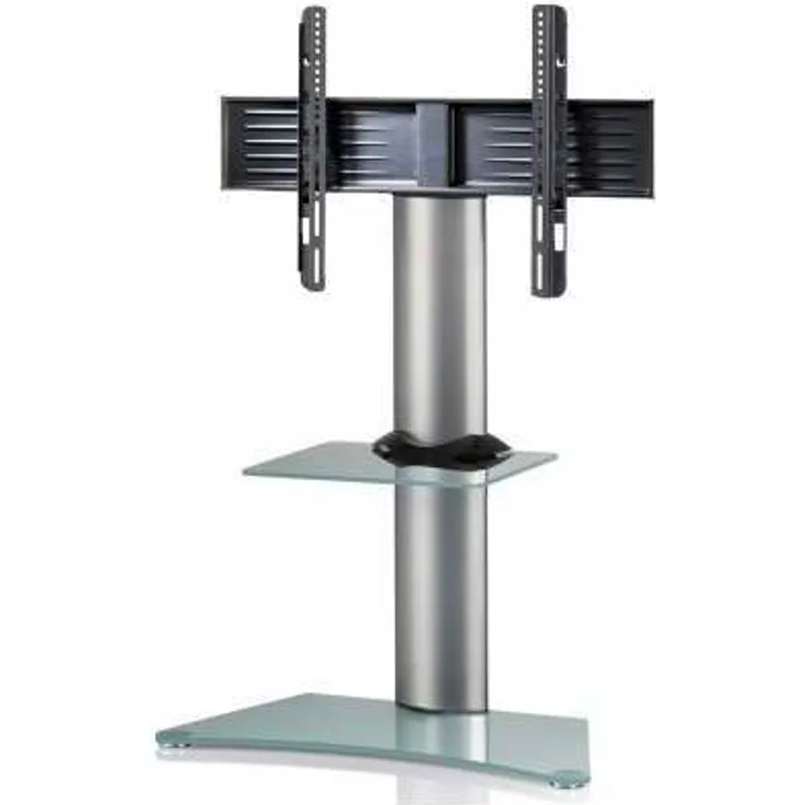 VCM TV Standfuß LED Ständer Fernseh Standfuss Alu Glas Universal Universell VESA inkl. Rollen ''Zental Zwischenboden''