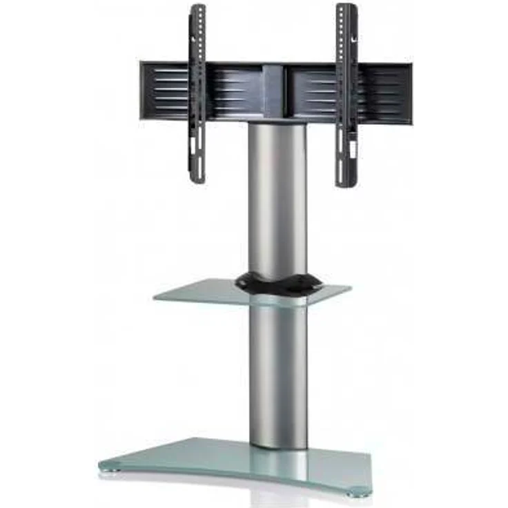 VCM TV Standfuß LED Ständer Fernseh Standfuss Alu Glas Universal Universell VESA inkl. Rollen ''Zental Zwischenboden'' – Bild 1