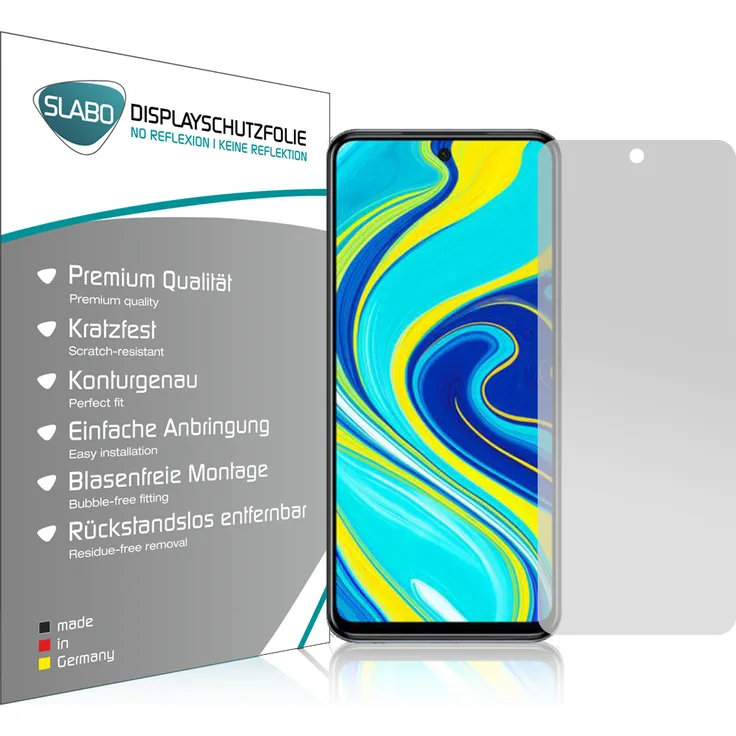 4x Slabo Displayschutzfolie für Xiaomi Redmi Note 9 Pro | Xiaomi Redmi Note 9 Pro Max | Xiaomi Redmi Note 9S MATT No Reflexion (verkleinerte Folien) Displayfolie Schutzfolie Folie