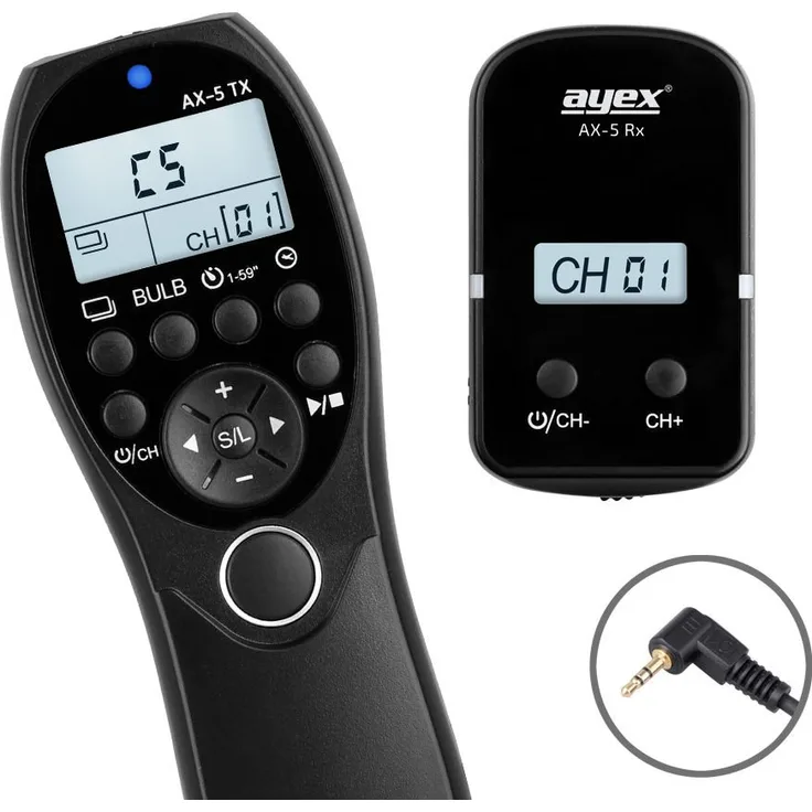 E3 Timer Funk-Fernauslöser ayex AX-5 für Pentax K20D, K10D, K-7, K-5, K-M, MZ6, K200D, Samsung GX-10, GX-20 UVM.