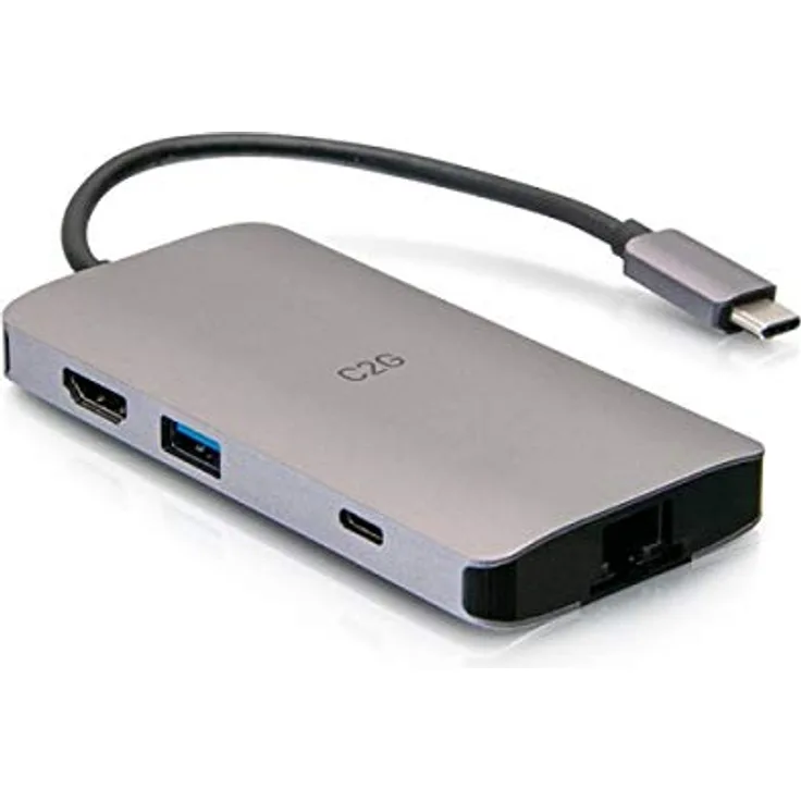 C2G USB-C Mini Dock with HDMI, 2x USB-A, Ethernet, SD Card Reader, and USB-C Power Delivery up to 100W - 4K 30Hz - Dockingstation - USB-C - Thunderbolt 3 - HDMI - GigE