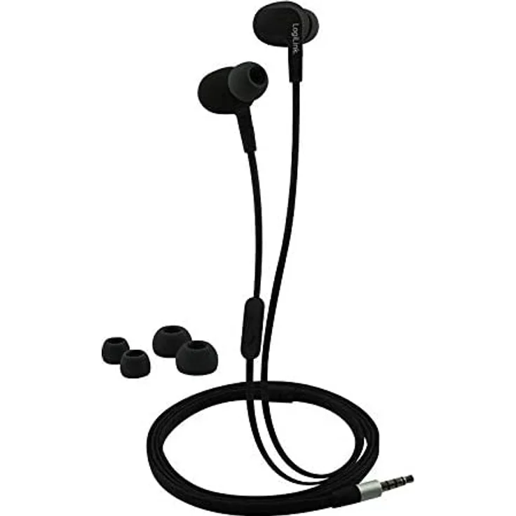 LogiLink Stereo Headset 3,5mm mit (2er Pack) Ear Bud In-Ear Kopfhörer, mit Mikrofon, schwarz – Bild 3