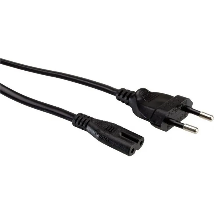 Value 19992092 Netzkabel Euro-Flachstecker auf C7, 2 polig, 3 m schwarz