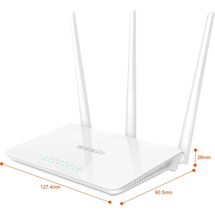 Tenda F3 N300 WLAN Router für Anschluss an Kabel--DSL- oder Glasfaser-Modem (300Mbit-s über WLAN , 3x LAN-Ports) Drei antennen für stabile Netzabdeckung auf bis zu 200m² – Bild 2