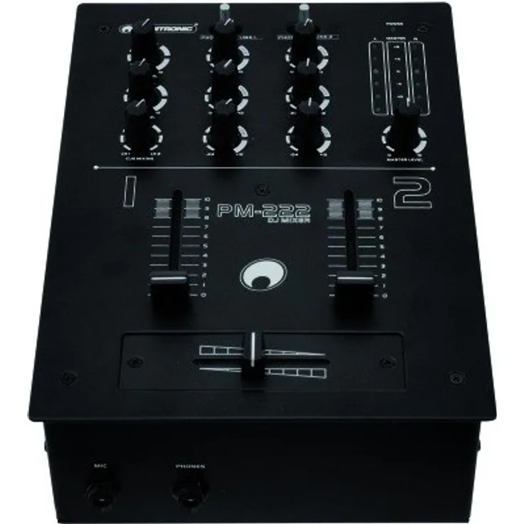 OMNITRONIC PM-222 2-Kanal-DJ-Mixer | 4 x Line und 2 x Phono (Stereo-Cinch), DJ-Mikrofon und Kopfhörer (6,3-mm-Klinke)