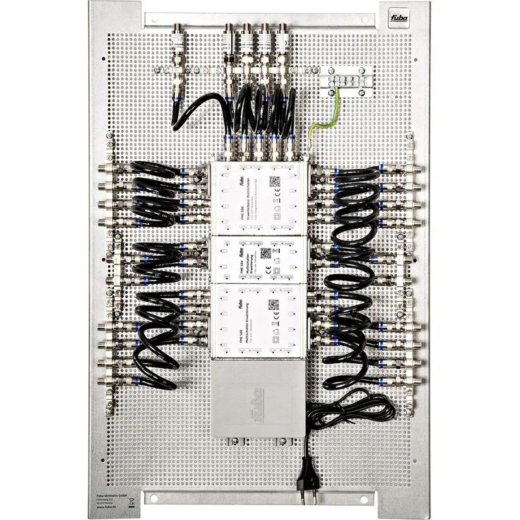 FMP 520 SL Multischalter-Paneel | Multischalter-Multiswitch 20 Teilnehmer, ein Satellit, komplett vormontiert auf Montageplatte mit Erdung-Potentialausgleich-Überspannungsschutz, EN-VDE-konform