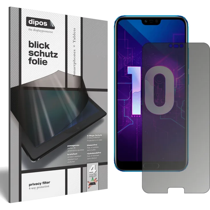 dipos Huawei Honor 10 Schutzfolie Blickschutzfolie - Privacy Filter Displayschutzfolie mit AntiReflex Effekt