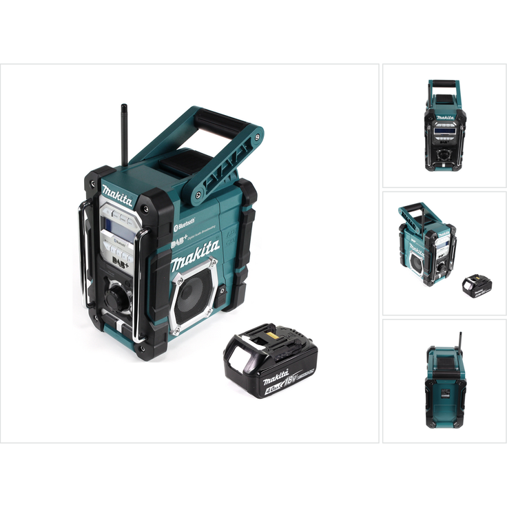Makita DMR 112 M1 Akku Baustellen Radio 7,2 - 18V Bluetooth DAB+ + 1x 4,0Ah Akku - ohne Ladegerät schwarz, blau, silber