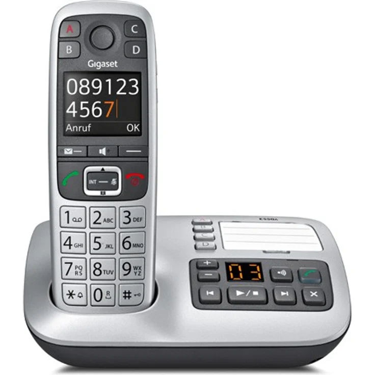 Gigaset E560A Schnurloses Seniorenelefon mit Anrufbeantworter, Notruftaste für 4 SOS-Nummern, Extra-Laut-Taste, Freisprechen in exzellenter Klangqualität, extragroße Tasten, silber – Bild 4