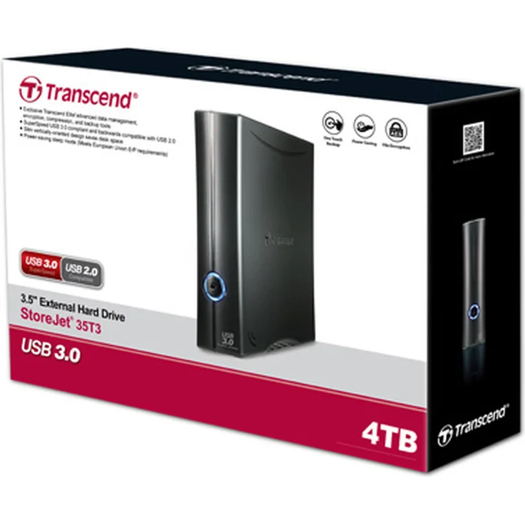 Transcend StoreJet 35T3 - Festplatte - 4 TB - extern (Stationär) - 3.5 Zoll (8.9 cm) - USB 3.0 - 256-Bit-AES (TS4TSJ35T3) – Bild 3