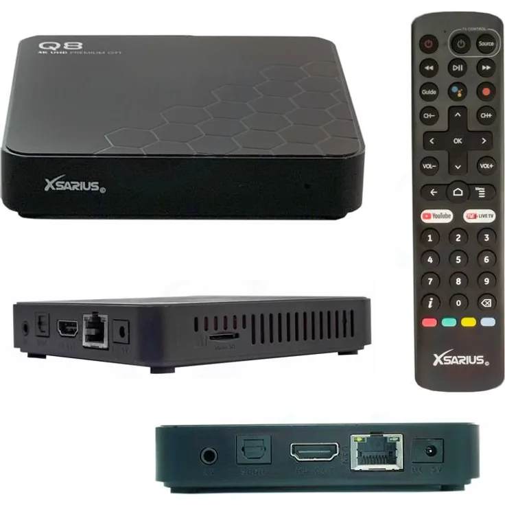 Xsarius Q8 - 4K UHD OTT Media Streamer 4K, HDR, Premium TV, WLAN, Bluetooth