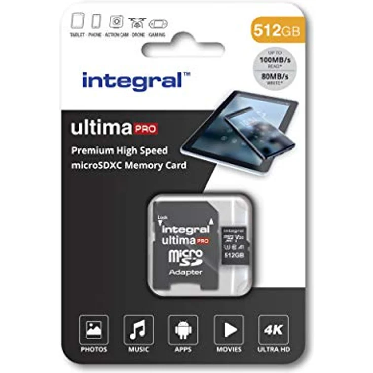 Micro-SD-Karte, 4K, Ultra-HD-Video, Premium-High-Speed-Speicherkarte, Microsdxc 512 GB 512 GB – Bild 1