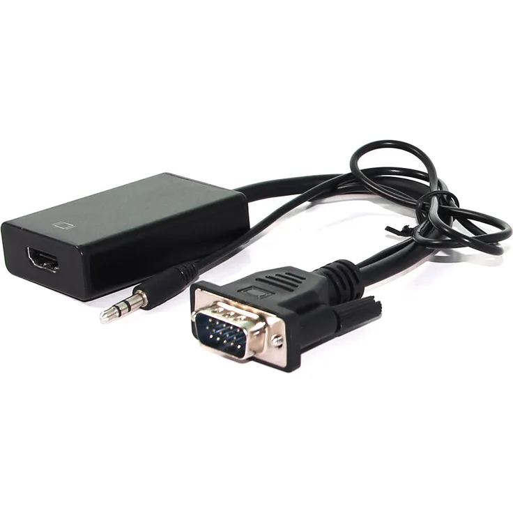 VALUE - HDMI-Adapter - HDMI / VGA / Audio - HDMI (W) bis HD-15, stereo mini jack (M) - 15 cm - Schwarz (12.99.3117)