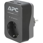 APC Surge Protector - PME1WU2B-GR - Steckdosenadapter mit Überspannungsschutz (1 Stecker Schuko, 2 USB-Ladeausgänge, schwarz)