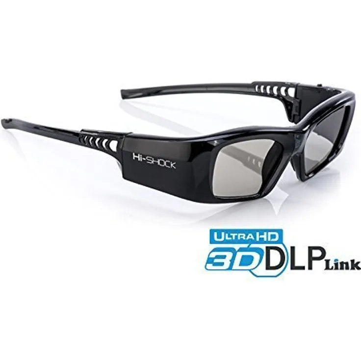Hi-SHOCK DLP Pro 7G Black Diamond | DLP Link 3D Brille für DLP 3D Beamer | Kompatibel mit Optoma, Acer, NEC, Benq, Vivitec, Viewsonic, LG (Neuste Gen. | Shutterbrille | 96-200 Hz | 39g | Akku)