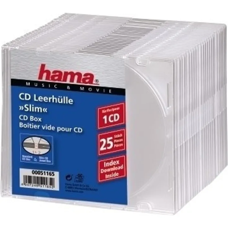 Hama CD Slim Box, 25 pcs./pack (Transparent)