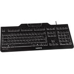 Cherry KC 1000 SC, Intelligente Sicherheitstastatur mit USB und Kartenleser, QWERTY-Tastatur Spanisches Layout,Schwarz