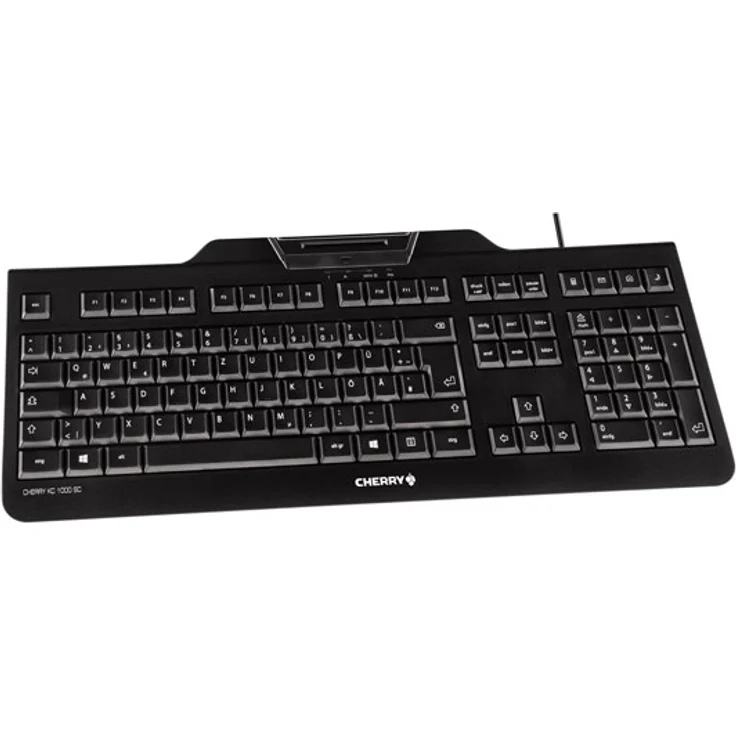 Cherry KC 1000 SC, Intelligente Sicherheitstastatur mit USB und Kartenleser, QWERTY-Tastatur Spanisches Layout,Schwarz – Bild 1