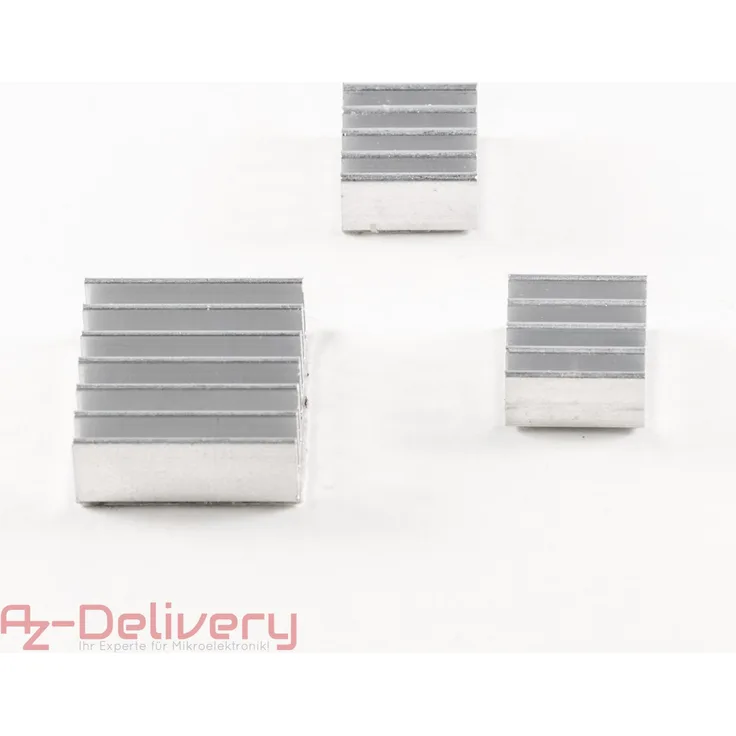 AZDelivery 3er Set passive Alu Kühlkörper für Raspberry Pi A + B mit wärmeleitender Spezialklebefolie