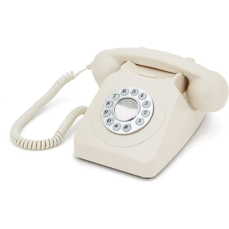 GPO 746 Retro Festnetztelefon im Stil der 70er Jahre mit Druckknopf-authentischer Klingelton- Creme