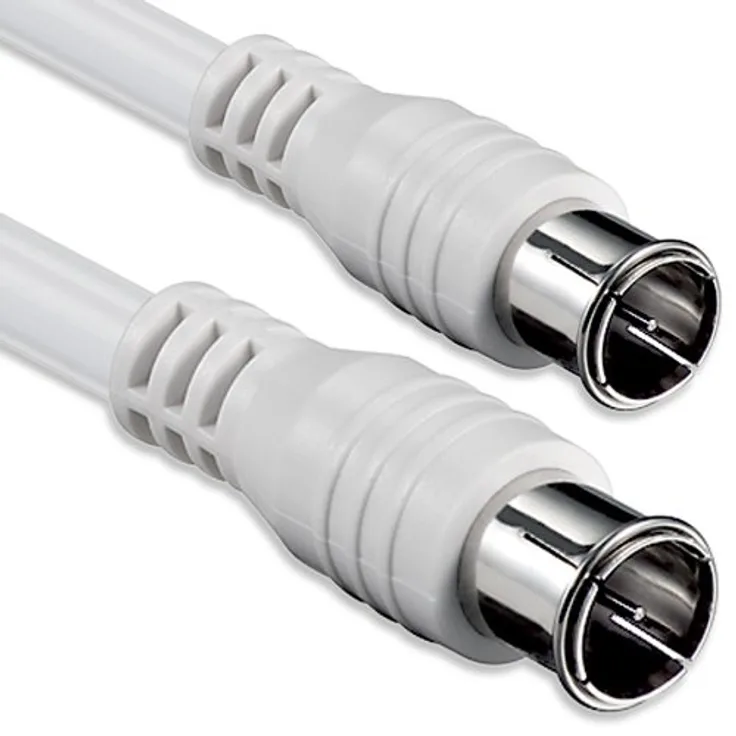 1aTTack.de Antennenkabel mit koaxialem F-Stecker, Typ Stecker auf Kupplung, mit ein-, zwei-, drei- oder vierfacher Abschirmung, 75 db, 85 db, 100 db, 110 db, 120 db, 125 db 2,5 m  -  - Cavo coassiale satellitare 85db bianco, quick