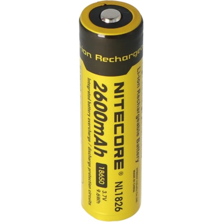 NiteCore 18650 Li-Ion Akku für LED Taschenlampen NL186 mit 2600mAh, CR18650 18,6