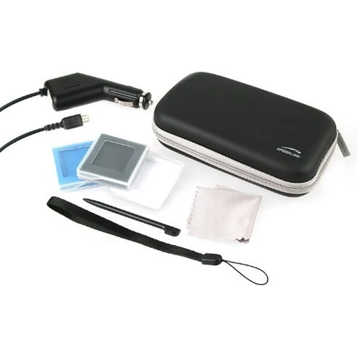 Speedlink Travel-Pack für Nintendo DS Lite (Transporttasche, KFZ-Ladegerät, Displayfolie, Spielehüllen uvm.) schwarz