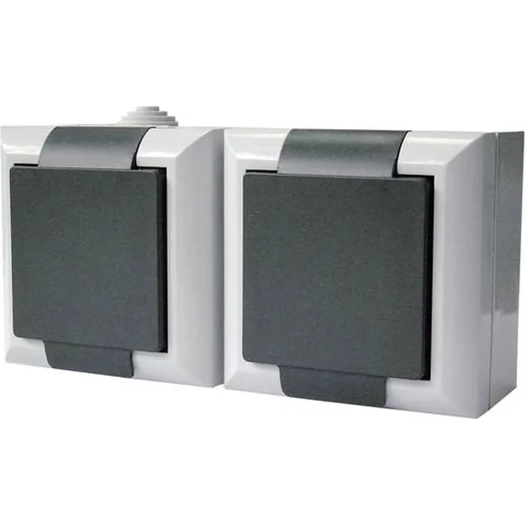 GAO 9168 Feuchtraum-Schalterprogramm Doppelsteckdose Business-Line Grau