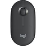 Logitech M350 Pebble Kabellose Maus, Bluetooth und 2.4 GHz Verbindung via Nano USB-Empfänger, 18-Monate Akkulaufzeit, 3 Tasten, Leises Klicken und Scrollen, PC-Mac-iPadOS - graphite-schwarz