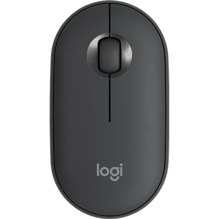 Logitech M350 Pebble Kabellose Maus, Bluetooth und 2.4 GHz Verbindung via Nano USB-Empfänger, 18-Monate Akkulaufzeit, 3 Tasten, Leises Klicken und Scrollen, PC-Mac-iPadOS - graphite-schwarz – Bild 1