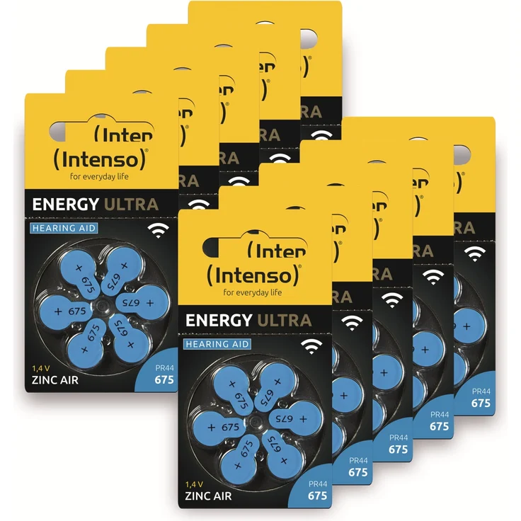 60er Hörgeräte-Batterien-Set INTENSO, Energy Ultra A 675, blau – Bild 1
