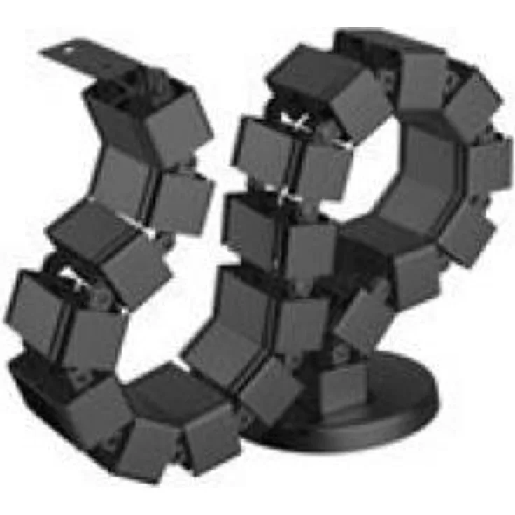 DIGITUS Kabelmanagement Kabelschlange, Farbe: schwarz aus ABS-Kunststoff und Metall, 28 modulare Glieder, invidviduell abnehmbar, Gesamtdurchmesser der Kabelführung: 66 mm (quer), Abmessungen der 4 einzelnen Führungen: je 31 x 15 mm, Gesamtlänge: 1.300 mm