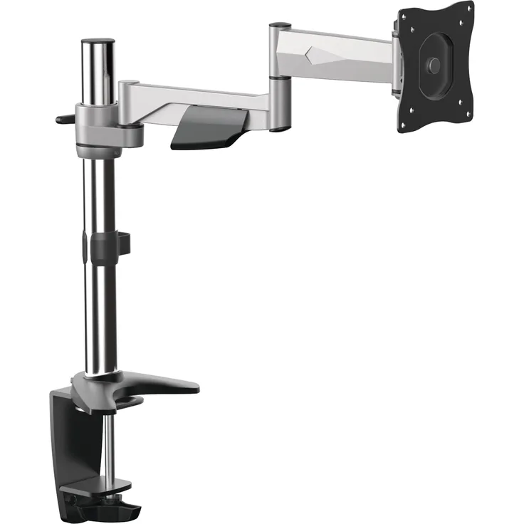 RICOO Monitor Tischhalterung für Monitore Monitorhalterung TS5211 Aluminium Universal Monitorständer Schwenkbar Neigbar Höhenverstellbar Bildschirmständer Tisch Ständer VESA 75x75 100x100 / Silber
