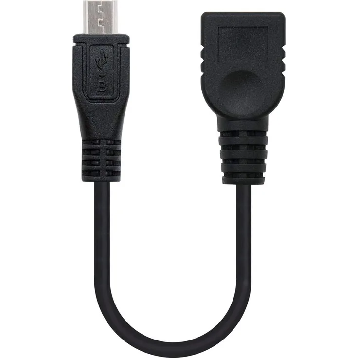 Nanocable 10.01.3500 - USB 2.0 OTG Kabel (On-The-GO), Typ Micro B-M-A-H, männlich-weiblich, schwarz, 15 cms