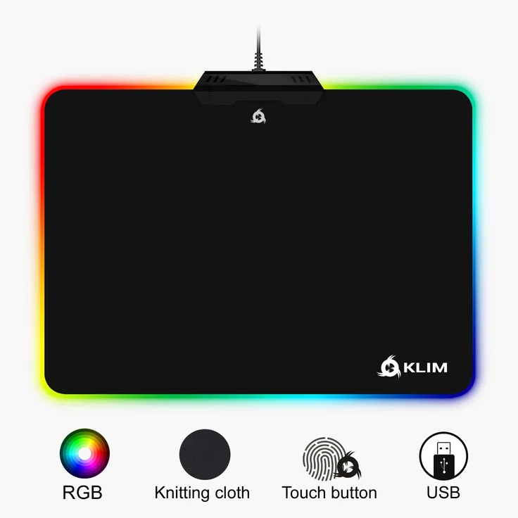 KLIM Mauspad RGB Chroma - Gewebe mit hoher Genauigkeit - Lichteffekte - Verschiedene Moden - Gaming Gamer Videospiele