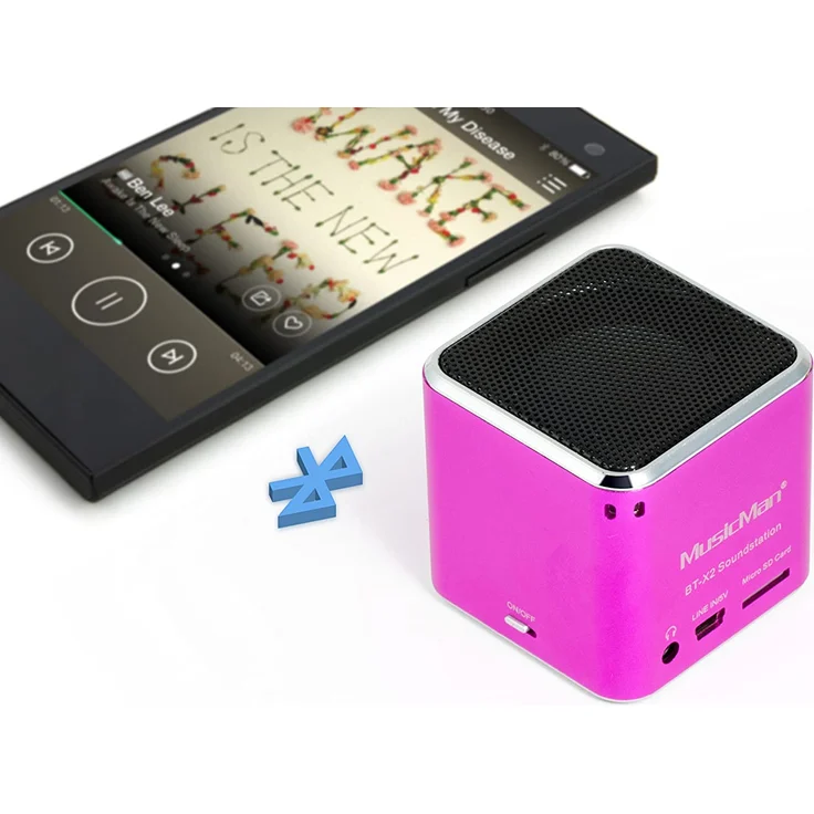 Technaxx MusicMan mini BT-X2 Bluetooth-Lautsprecher mit Kartenleser, pink – Bild 5