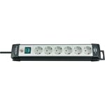 Brennenstuhl Premium-Line, Steckdosenleiste 6-fach (Steckerleiste mit Schalter und 5m Kabel - 45° Anordnung der Steckdosen, Made in Germany) schwarz-grau