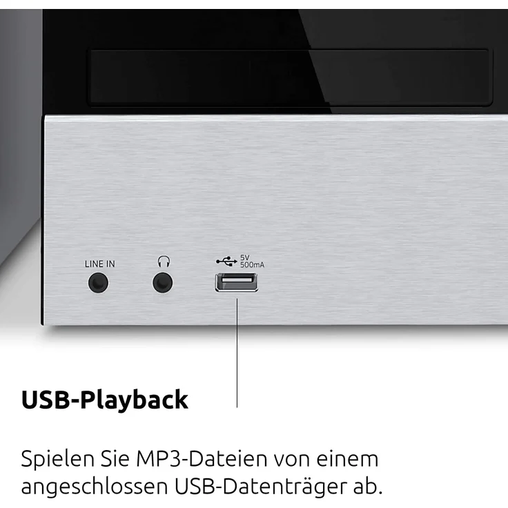 TechniSat DIGITRADIO 750 - DAB+ Mikro-HiFi System (DAB+, UKW, CD-Player, Bluetooth-Audiostreaming, 100 Watt RMS Stereo-Boxen, Kopfhöreranschluss, Fernbedienung,Kompaktanlagen) schwarz-silber – Bild 6