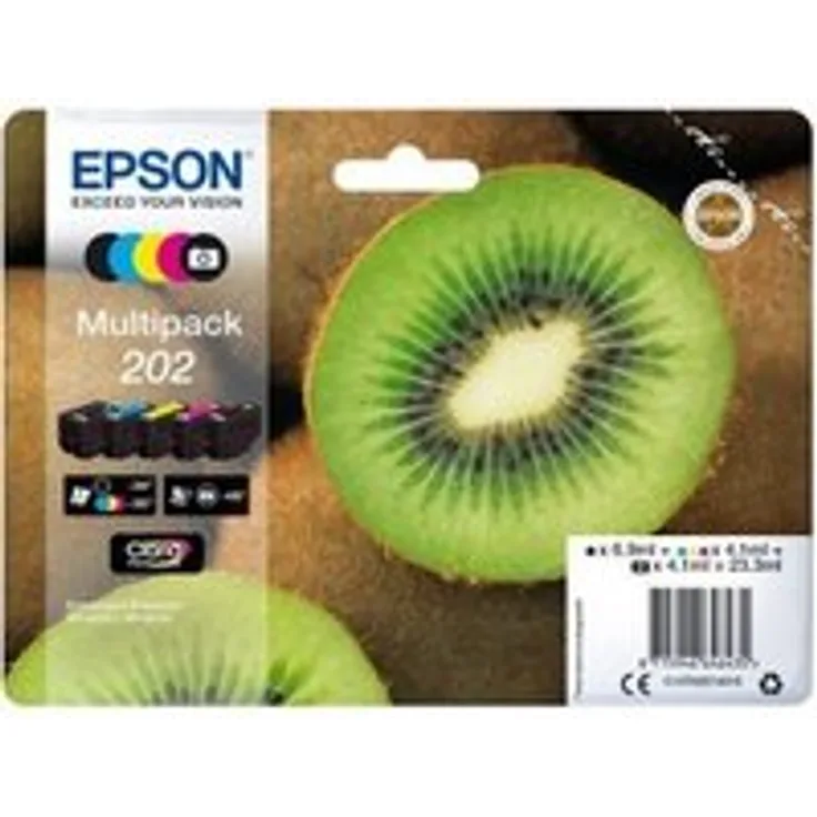 Epson Original 202 Tinte Kiwi (XP-6000 XP-6005 XP-6100 XP-6105) Multipack 5-farbig