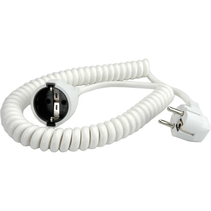 Schutzkontakt-Spiralverlängerung 230V-16A, weiß, 2,0 m – Bild 1