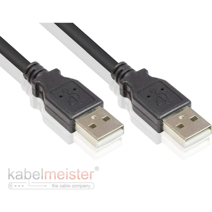 Kabelmeister SO-30147 USB 2.0 Kabel 3 m - Stecker A an Stecker A - Folien- und Geflechtschirmung, Kupferadern (OFC) - High-Speed bis zu 480 Mbit-s Schwarz