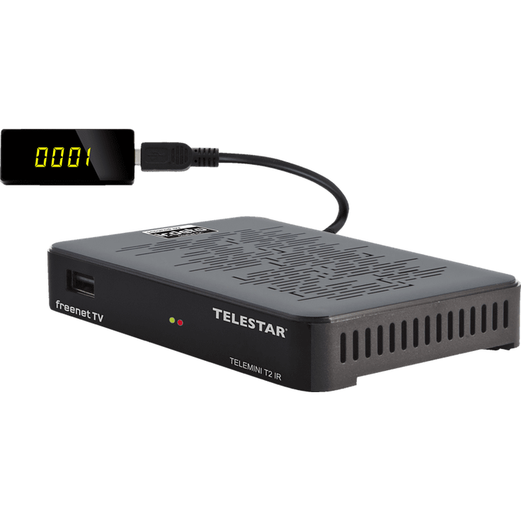 Telestar Telemini T2 IR DVB-T2, DVB-C HD Receiver mit Irdeto Entschlüsselung inkl, 3 Monate Freenet TV, H.265-HEVC, Kabel Epmfang, , HDMI, AV-Out, LAN, USB schwarz – Bild 2