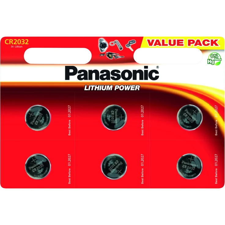 Panasonic CR2032EL-6BP Lithium Power (lange Lagerfähigkeit bis zu 10 Jahren, Lithium, 3,0 V) 6 stück – Bild 1